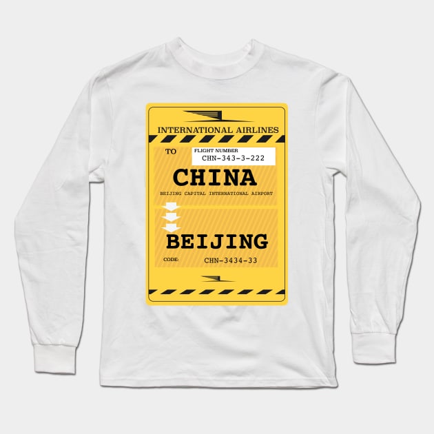 Beijing China travel ticket Long Sleeve T-Shirt by nickemporium1